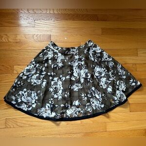 OLIVE des OLIVE Rose Pattern Sheer Check Circle Skirt